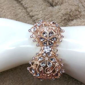 Betsy Johnson Bow Rose Gold Tone Crystal Bracelet